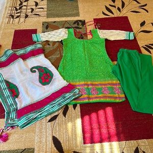 Green Kurta with Churidar Salwar and Beautiful Dupatta